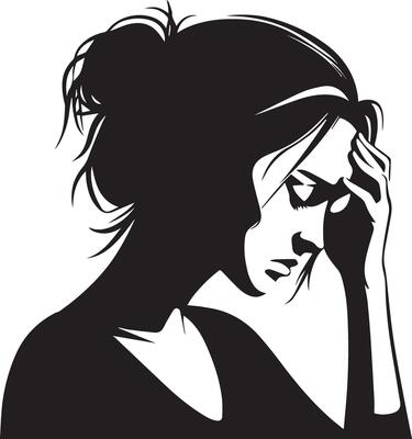 Upset Woman vector silhouette illustration