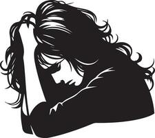 Upset Woman vector silhouette illustration