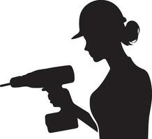 Female Worker Vector silhouette illustration black color