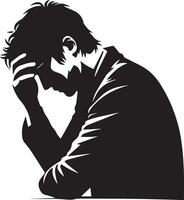 Sad Man vector silhouette, tension man, upset man vector silhouette