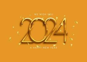 Golden Happy New Year background with confetti vector