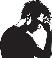 Stress man vector silhouette illustration, upset man vector