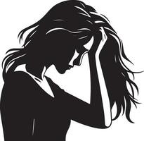 Stress Woman vector silhouette illustration black color