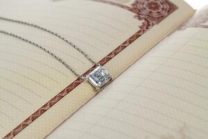 White Gold Diamond Pendant Necklace photo