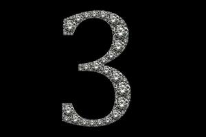 Number three shaped by diamonds photo