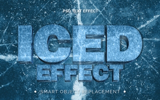 3D Realistic Frozen Ice Text Effect psd