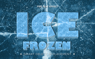 3d realistico congelato ghiaccio testo effetto psd