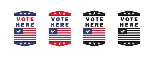 Vote here. Election and voting USA. Voting in election. Vector scalable graphics