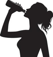 Woman Drink water vector silhouette illustration 9