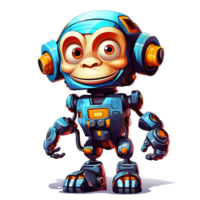 Cartoon monkey robots. T-Shirt, Sticker. Funny cyborg. AI Generated png