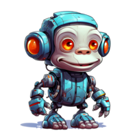 Cartoon monkey robots. T-Shirt, Sticker. Funny cyborg. AI Generated png