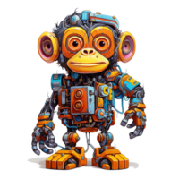 Cartoon monkey robots. T-Shirt, Sticker. Funny cyborg. AI Generated png