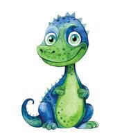 watercolor drawing, cute dinosaur character. illustration for children vector