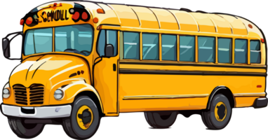 School Bus Cartoon Clipart AI Generative png