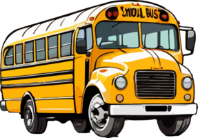 School Bus Cartoon AI Generative png