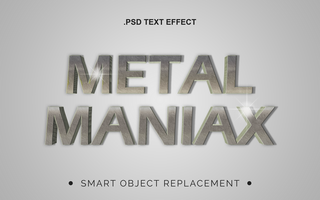3D Realistic Chrome Text Effect psd