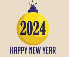 2024 Happy New Year Abstract Blue And Yellow Design Holiday Vector Logo Symbol Illustration