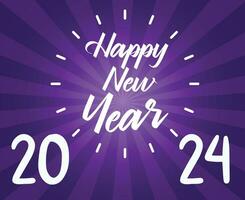 2024 Happy New Year Abstract White Design Holiday Vector Logo Symbol Illustration With Purple Background