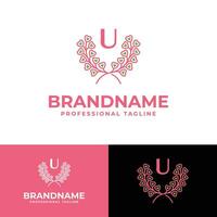 Letter U Laurel Love Logo, suitable for business related to Laurel and Love with U initial. vector