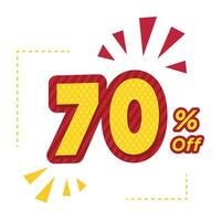 70 percent off discount text banner promotion for special offers vector