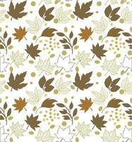 Vector autumn seamless pattern with falling leaves. Botanical repeated texture with floral elements for the fall season. Fall print with foliage. Natural background. Maple, oak, and chestnut leaves