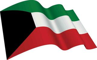 Flag Kuwait KW 3d rendering realistic vector illustration on a white background