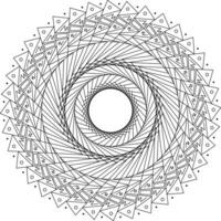 Black halftone lines in vortex form. Geometric art. Trendy design element.Circular and radial lines volute, helix.Segmented circle with rotation. Radiating arc lines. Cochlear vector