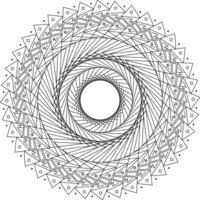 Black halftone lines in vortex form. Geometric art. Trendy design element.Circular and radial lines volute, helix.Segmented circle with rotation. Radiating arc lines. Cochlear vector