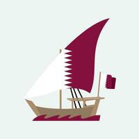 Katar dhow es un árabe buque generalmente con uno mástil y usado para comercio bienes y algunas veces transportar esclavos, Clásico línea dibujo o grabado ilustración. vector