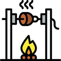 Medieval fire roasting Vector Icon Design Illustration