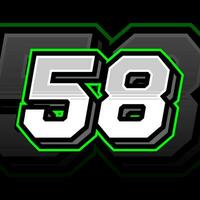 Simple And Shiny Racing Fifty Eight Number Vector Clipart Decal Design