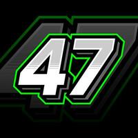 Simple And Shiny Racing Forty Seven Number Vector Clipart Decal Design