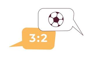 Soccer match discussion speech bubbles 2D cartoon object. Football commentary speech clouds isolated vector item white background. Comments sporting event conversation color flat spot illustration