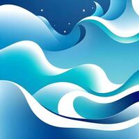 Abstract wavy background in blue tones. Winter cold concept. Bright blurry illustration. The image was created using generative AI. photo