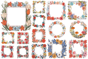 Beatiful Flower Frame Clipart - Ai Generative png