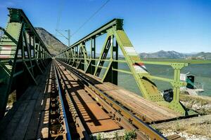 Metal train bridge photo