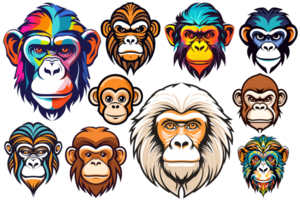 singe tête clipart - ai génératif png