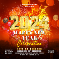2024 New Year Party Flyer Template psd