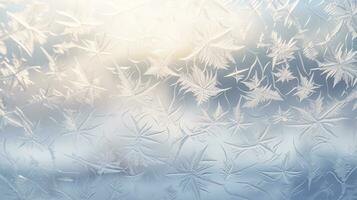 ai generativo hielo flor en ventana cerca arriba a temprano Mañana Brillo Solar foto