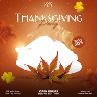 thanksgiving party flyer template with a roasted chicken psd