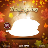 thanksgiving party flyer template with a chicken psd