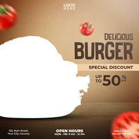 delizioso hamburger sociale media inviare modello design psd