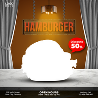 Hamburger sociaal media post sjabloon ontwerp psd