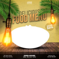 delicious food menu social media post template design psd