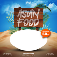 asian food social media post template design psd