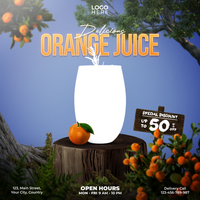 delicioso naranja jugo social medios de comunicación enviar modelo diseño psd