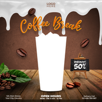 coffee break social media post template design psd