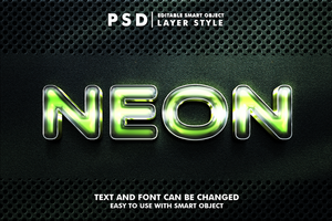 neon modificabile testo effetto psd