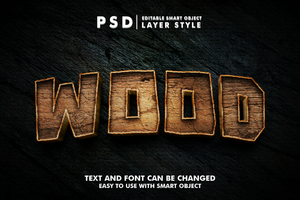 madera editable texto efecto psd