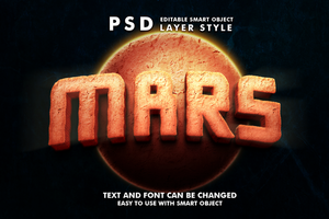 Mars modifiable texte effet psd